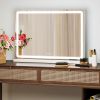 22"x32" LED Vanity Mirror with Lights, Dimmable 3-Color Modes, Touch Screen Makeup Mirror for Dressing Table, White Square Design