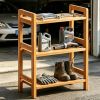 3 Tier Bamboo Storage Shelf, Freestanding Adjustable Organizer Rack for Kitchen Cabinets, Bathroom Countertop, Desk, Books, Shoes and Pantry