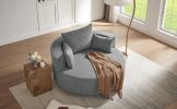 360Ã‚Â° Swivel Chair Accent Barrel Chair Swivel Round Sofa Chair with 3 Removable Pillows for Living Room, Bedroom, Office and Hotel, Grey