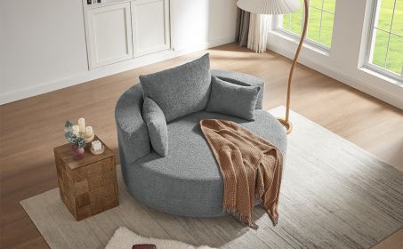 360Ã‚Â° Swivel Chair Accent Barrel Chair Swivel Round Sofa Chair with 3 Removable Pillows for Living Room, Bedroom, Office and Hotel, Grey