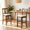 Contoured V-Back Counter Height Bar Stools Upholstered Cushioned Seat Comfortable Dining Stool for Home Kitchen Island