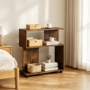 Modern 3-Tier S-Shaped Bookshelf with Adjustable Feet for Living Room Bedroom Hallway Organizer Bookcase