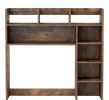 35.5 Inch Desktop Bookshelf with LED Lights Desk Hutch Storage Organizer - Eco-Friendly Wood Material for Home Office