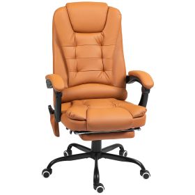 Vinsetto 7-Point Massage Office Chair, High Back Massaging Desk Chair with Lumbar Support, Footrest, for Home Office, Light Brown