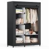 40 Inch Hanging Clothes Rack With Fabric Cover, Portable Freestanding Multi-purpose Wardrobe, Black