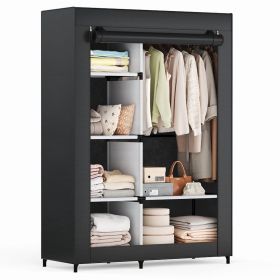 40 Inch Hanging Clothes Rack With Fabric Cover, Portable Freestanding Multi-purpose Wardrobe, Black