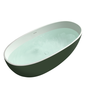 65" Inside White Outside Green solid surface soaking bathtub