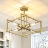 4-Lights Ceiling Light Gold Light Fixture Industrial Flush Mount Ceiling Light Farmhouse Chandelier Lighting for Kitchen Island Dining Room Bedroom Fo