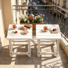 Set of 2 Outdoor Side Tables 18 Inch Slatted Surface for Patio Garden Furniture