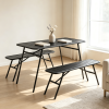3-Piece Outdoor Dining Set Coffee Table And 2 Benches for Backyard Deck Furniture Set