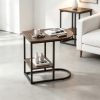 Modern C-Shaped Sofa Side Table with Faux Marble Tabletop And Storage Shelf Home Decor Coffee Table Living Room Furniture