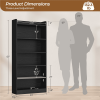 Wooden 6 Layer Modern Open Shelf Bookcase with Top Compartment, Black