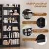 Wooden 6 Layer Modern Open Shelf Bookcase with Top Compartment, Black