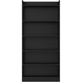 Wooden 6 Layer Modern Open Shelf Bookcase with Top Compartment, Black