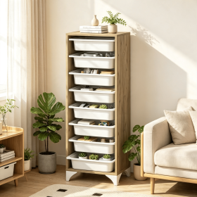 9-Tier Wooden Fruit And Vegetable Storage Rack Freestanding Pantry Organizer Cabinet for Kitchen Space Saving