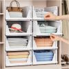 4 Pack Stackable Closet Storage Basket - Stackable Storage Bins, Multifunctional Foldable Closet Organizer Divided