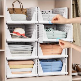 4 Pack Stackable Closet Storage Basket - Stackable Storage Bins, Multifunctional Foldable Closet Organizer Divided