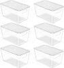 6 Pack Clear Stackable Storage Bins with Lids, Medium Plastic Containers with Handle for Pantry Organizer and Storage,Perfect for Kitchen,Fridge