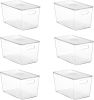 6 Pack Clear Stackable Storage Bins with Lids,XLarge Plastic Containers with Handle for Pantry Organizer and Storage,Perfect for Kitchen,Fridge