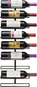 Holds 9 Bottles Ã¢â‚¬â€œ Black Metal Wine Bottle Holder for Wall, Modern Wine Rack for Home Bar, Kitchen
