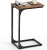 Small Side Table for Couch, Sofa Table with Metal Frame for Living Room, Bedroom, Bedside, Rustic Brown and Black
