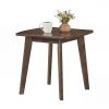 17" Square Side Table Solid Rubber Wood, Walnut Finish End Table for Living Room Bedroom