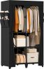 Wardrobe Closet, Quick and Easy Assembly, Black Portable Closet with 2 Hanging Rods 4 Storage Shelves and 8 Side Pockets