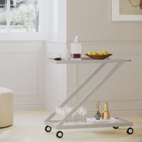Bar Cart, Bakers Rack,Home Serving Bar Cart With Lockable Wheels, Wine Rolling Cart ,Tempered Glass Shelves For Kitchen Dining Living Room
