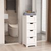White Freestanding Storage Cabinet with 4 Drawers, Bathroom Entryway Storage Organizer for Bathroom, Living Room, Kitchen