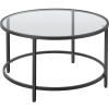 Modern Glass Top Coffee Table with Adjustable Foot Pads, Black