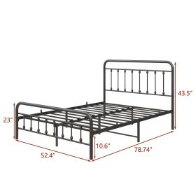 78.74"(L) X 52.4"(W) Metal Platform Bed Frame, Victorian Style Headboard/Footboard/Under Bed Storage/No Box Spring Needed/Full Size Black