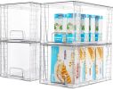 4Pack Large Stackable Kitchen Pantry Storage Drawers, Clear Organizer Bins with Handles, Acrylic Drawer Organizers for Kitchen Pantry