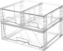 3 Pack Stackable Storage Drawers, Easily Assemble Acrylic Bathroom Undersink Organizers,Clear Plastic Storage Bins for Closet,Cabinet,Pantry