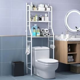 3-Tier Space-Saving Toilet Storage Rack Ã¢â‚¬â€œ Metal Over-the-Tank Organizer with Toilet Paper Holder & Hooks, Easy No-Drill Assembly