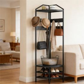 Corner shelf, clothes hanger with shoe cabinet, clothes hanger