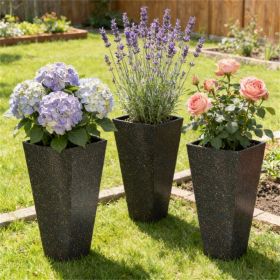 High flower pot, plastic flower pot, brown