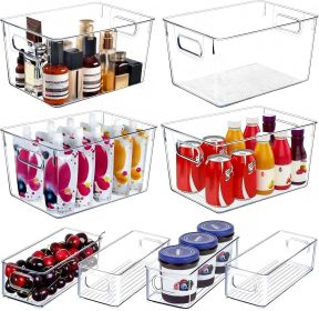 Set of 8 Clear Plastic Storage Bins, 4 Large and 4 Small Stackable Storage Containers for Pantry Organization and Kitchen Storage Bins