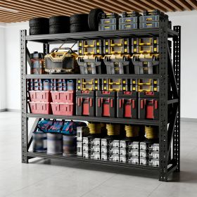 Heavy Duty Metal Adjustable Garage Shelves, 75"H x 79"W Industrial Shelving Unit 6000LBS Capacity Steel Storage Rack for Warehouse, Black