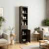 Brown Free Standing Bathroom Storage Cabinet Tall Linen Tower with 3-Tier Shelves And Drawer for Organizing Bath Accessories