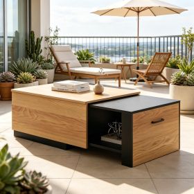 Expandable coffee table with concealed storage room