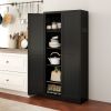 61" Black Metal Kitchen Pantry Cabinet Adjustable Storage with 4 Shelves (110lb Capacity), Heavy Duty Freestanding Pantry Organizer for Kitchen