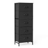 5 Fabric Dresser with 5 Storage Drawers, TV Stand with Wooden Top Metal Frame for Clothes, Living Room, Hallway, Entryway, Black