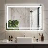 24"X36" Anti-fog LED Bathroom Mirror with Dual Light Source and Three Lighting Modes, White