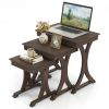 3-Piece Nesting Coffee Table Set, Space-Saving Design with Vintage Wood-Like Finish for Living Room