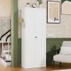 72" White Metal Kitchen Pantry Cabinet with Doors, Heavy-Duty Freestanding Storage Organizer with 5 Adjustable Shelves, Tool-Free Assembly for Pantry