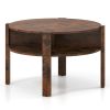 29.5 Inch Round Coffee Table with Storage Shelves for Small Space