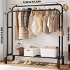 Heavy Duty Double Rod Garment Rack for Hanging Clothes, Freestanding Wardrobe Closet Organizer with Steel Frame