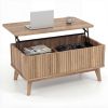 35.5" Rectangle Wooden Fluted Lift Top Coffee Table