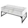 Center Table with Faux Marble and Tempered Glass Top