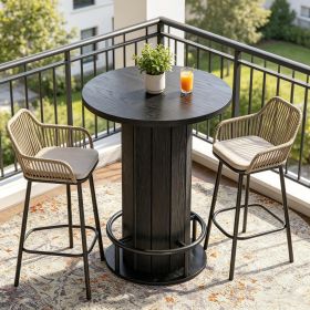 round Bar Table with Footrest Bistro Pub Dining Coffee Cocktail Table for Home(Only Table)